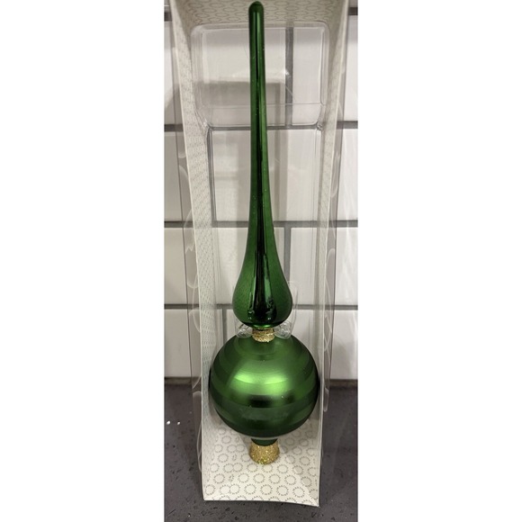 Martha Stewart Tree Topper Green Glitter Spire Finial Iridescent 12" Christmas - Picture 6 of 8